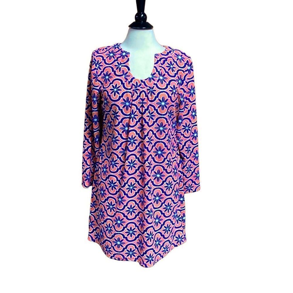 Aryeh Peach & Purple U Beck Long Sleeve Dress Size Small New